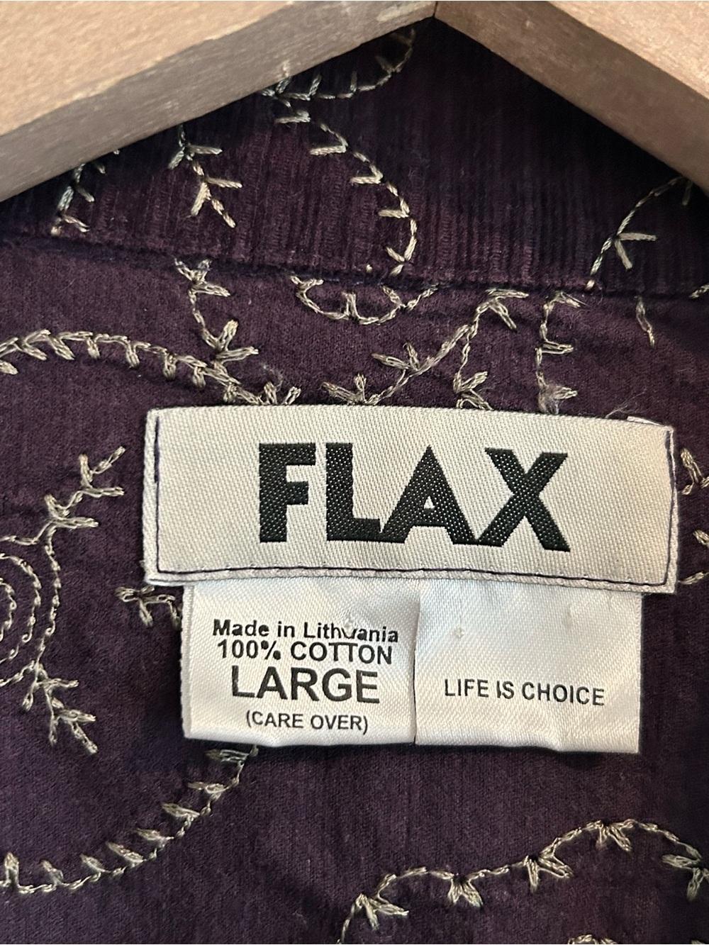 Flax Embroidered Lightweight Corduroy Blazer Purple Size L - Picture 6 of 13